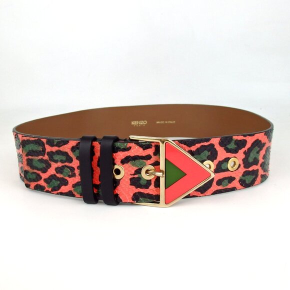 Authentic KENZO Leopard pattern belt leather [Used] main image 9